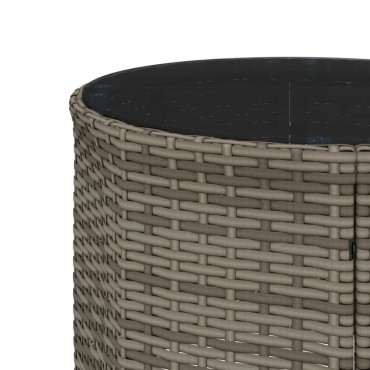vidaXL Σετ Καναπέ Κήπου 3 τεμ. Ημιστρόγγυλο Γκρι Συνθετικό Ρατάν 287x70cm  Τριθέσιος