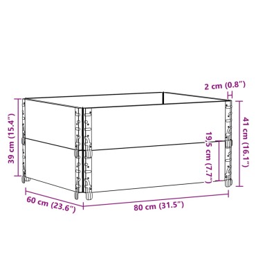 vidaXL Κολάρα Παλέτας 2 τεμ. Καφέ 80 x 60 εκ. από Μασίφ Ξύλο Πεύκου