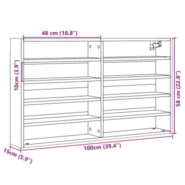 vidaXL Βιτρίνα Καφέ Δρυς 100x15x58cm από Επεξεργασμένο Ξύλο