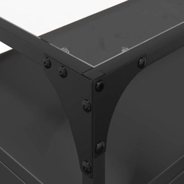 vidaXL Έπιπλο Τηλεόρασης Γυάλ Επιφάνεια Μαύρο 60x35x51cm Επ Ξύλο