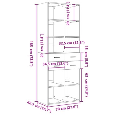 vidaXL Ντουλάπα Καπνιστή Δρυς 70x42,5x185cm από Επεξεργασμένο Ξύλο 1 τεμ.