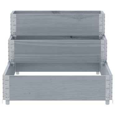 vidaXL Ζαρντινιέρα Υπερ. 3 Επιπέδων Γκρι 120x80 εκ. Μασίφ Ξύλο Πεύκου