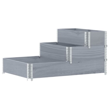 vidaXL Ζαρντινιέρα Υπερ. 3 Επιπέδων Γκρι 120x80 εκ. Μασίφ Ξύλο Πεύκου