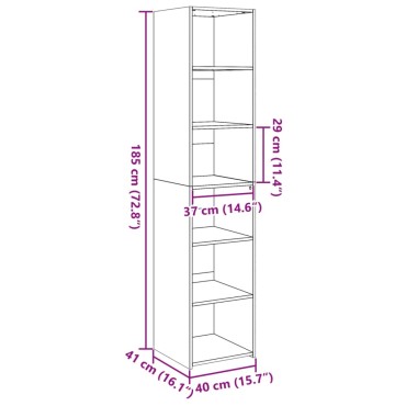 vidaXL Ντουλάπι Λευκό 40x41x185cm Επεξεργασμένο Ξύλο 1 τεμ.