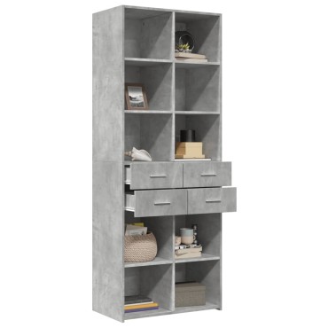 vidaXL Ντουλάπι Γκρι Σκυροδέματος 70x42,5x185cm Επεξεργασμένο Ξύλο 1 τεμ.