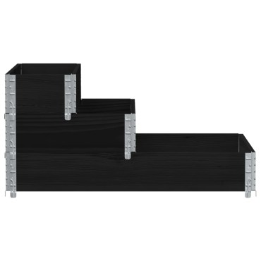 vidaXL Ζαρντινιέρα Υπερ. 3 Επιπέδων Μαύρη 120x80 εκ. Μασίφ Ξύλο Πεύκου