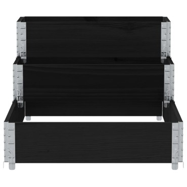 vidaXL Ζαρντινιέρα Υπερ. 3 Επιπέδων Μαύρη 120x80 εκ. Μασίφ Ξύλο Πεύκου