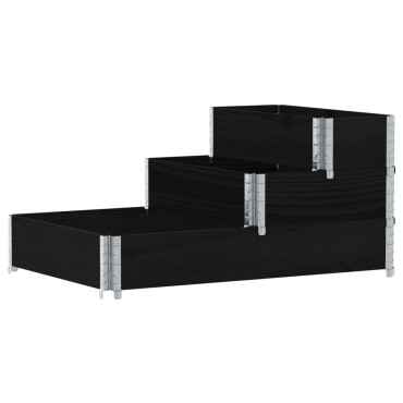 vidaXL Ζαρντινιέρα Υπερ. 3 Επιπέδων Μαύρη 120x80 εκ. Μασίφ Ξύλο Πεύκου