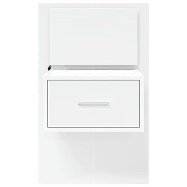 vidaXL Κομοδίνο Επιτοίχιο με Φώτα LED Λευκό 48,5x32,5x80cm 1 τεμ.