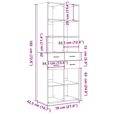 vidaXL Ντουλάπι Λευκό 70x42,5x185cm Επεξεργασμένο Ξύλο 1 τεμ.