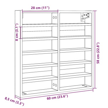 vidaXL Βιτρίνα Χρώμα Sonoma Δρυς 60x8,5x58cm από Επεξεργασμένο Ξύλο