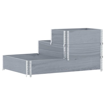 vidaXL Ζαρντινιέρα Υπερ. 3 Επιπέδων Γκρι 120x80 εκ. Μασίφ Ξύλο Πεύκου