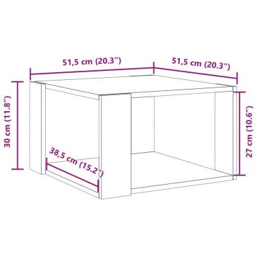 vidaXL Τραπεζάκι Σαλονιού Λευκό 51,5x51,5x30cm από Επεξεργασμένο Ξύλο 1 τεμ.