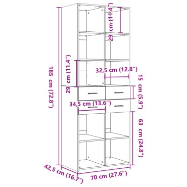 vidaXL Ντουλάπι Καφέ Δρυς 70x42,5x185cm από Επεξεργασμένο Ξύλο 1 τεμ.