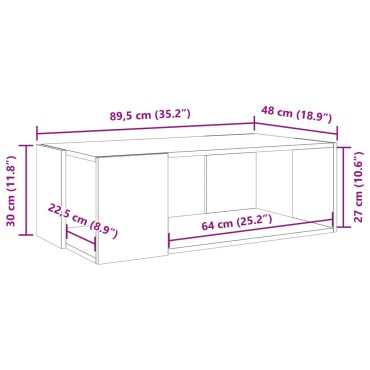 vidaXL Τραπέζι Σαλονιού Καφέ Δρυς 89,5x48x30cm Επεξεργασμένο Ξύλο 1 τεμ.