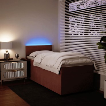 vidaXL Κρεβάτι Boxspring με Στρώμα Ροζ 100x200cm Βελούδινο 1 τεμ. - Μονό