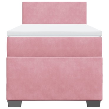 vidaXL Κρεβάτι Boxspring με Στρώμα Ροζ 100x200cm Βελούδινο 1 τεμ. - Μονό