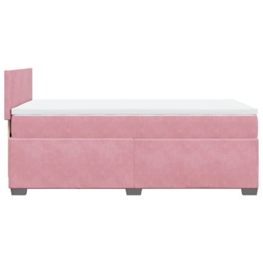 vidaXL Κρεβάτι Boxspring με Στρώμα Ροζ 100x200cm Βελούδινο 1 τεμ. - Μονό
