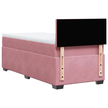 vidaXL Κρεβάτι Boxspring με Στρώμα Ροζ 100x200cm Βελούδινο 1 τεμ. - Μονό