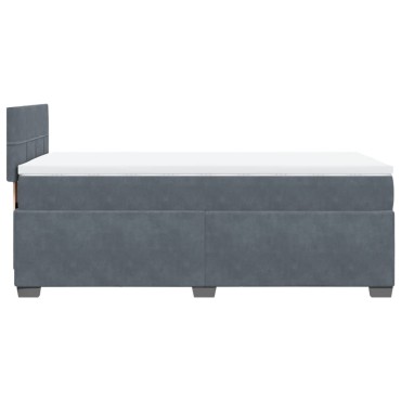 vidaXL Κρεβάτι Boxspring με Στρώμα Σκούρο Γκρι Single Βελούδινο