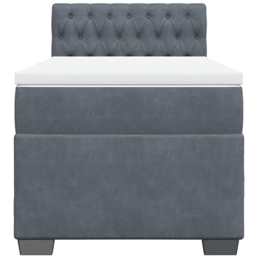 vidaXL Κρεβάτι Boxspring με Στρώμα Σκούρο Γκρι Single Βελούδινο