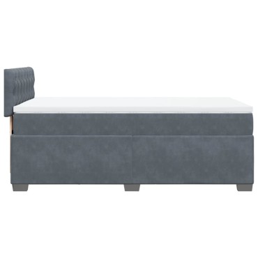 vidaXL Κρεβάτι Boxspring με Στρώμα Σκούρο Γκρι Single Βελούδινο