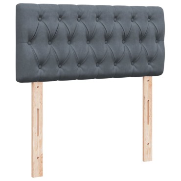 vidaXL Κρεβάτι Boxspring με Στρώμα Σκούρο Γκρι Single Βελούδινο
