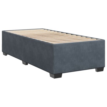 vidaXL Κρεβάτι Boxspring με Στρώμα Σκούρο Γκρι Single Βελούδινο