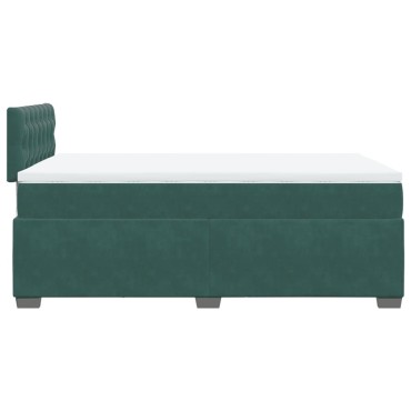 vidaXL Κρεβάτι Boxspring με Στρώμα Σκούρο Πράσινο 120x190εκ. Βελούδινο