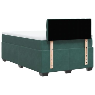 vidaXL Κρεβάτι Boxspring με Στρώμα Σκούρο Πράσινο 120x190εκ. Βελούδινο
