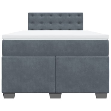 vidaXL Κρεβάτι Boxspring με Στρώμα Σκούρο Γκρι 120x190 εκ. Βελούδινο