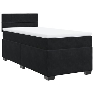 vidaXL Κρεβάτι Boxspring με Στρώμα Μαύρο 80x200cm Βελούδινο 1 τεμ. - Μονό