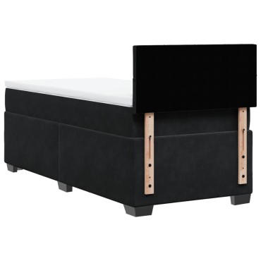 vidaXL Κρεβάτι Boxspring με Στρώμα Μαύρο 80x200cm Βελούδινο 1 τεμ. - Μονό