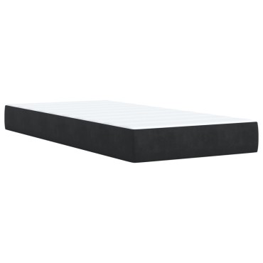 vidaXL Κρεβάτι Boxspring με Στρώμα Μαύρο 80x200cm Βελούδινο 1 τεμ. - Μονό