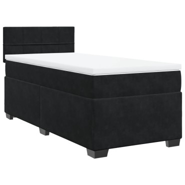 vidaXL Κρεβάτι Boxspring με Στρώμα Μαύρο 80x200cm Βελούδινο 1 τεμ. - Μονό