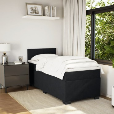vidaXL Κρεβάτι Boxspring με Στρώμα Μαύρο 80x200cm Βελούδινο 1 τεμ. - Μονό