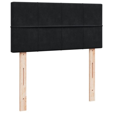 vidaXL Κρεβάτι Boxspring με Στρώμα Μαύρο 80x200cm Βελούδινο 1 τεμ. - Μονό