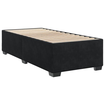 vidaXL Κρεβάτι Boxspring με Στρώμα Μαύρο 80x200cm Βελούδινο 1 τεμ. - Μονό