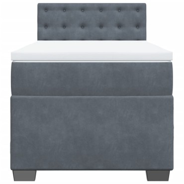 vidaXL Κρεβάτι Boxspring με Στρώμα Σκούρο Γκρι Single Βελούδινο