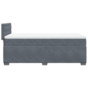 vidaXL Κρεβάτι Boxspring με Στρώμα Σκούρο Γκρι Single Βελούδινο