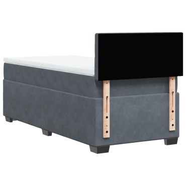 vidaXL Κρεβάτι Boxspring με Στρώμα Σκούρο Γκρι Single Βελούδινο