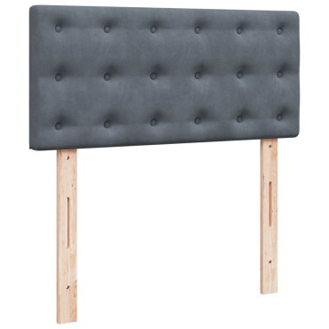 vidaXL Κρεβάτι Boxspring με Στρώμα Σκούρο Γκρι Single Βελούδινο