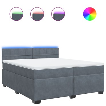 vidaXL Κρεβάτι Boxspring με Στρώμα Σκούρο Γκρι 200x200 εκ. Βελούδινο
