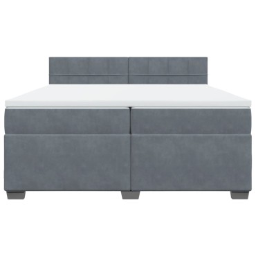 vidaXL Κρεβάτι Boxspring με Στρώμα Σκούρο Γκρι 200x200 εκ. Βελούδινο