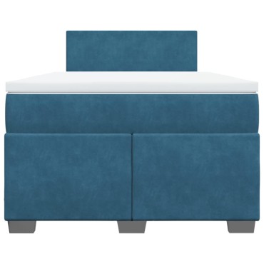 vidaXL Κρεβάτι Boxspring με Στρώμα Μπλε 120x190 εκ. Βελούδινο