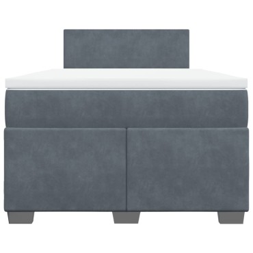 vidaXL Κρεβάτι Boxspring με Στρώμα Σκούρο Γκρι 120x200 εκ. Βελούδινο