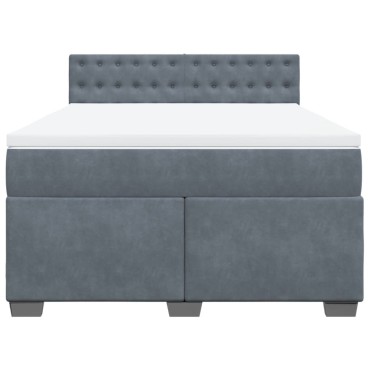 vidaXL Κρεβάτι Boxspring με Στρώμα Σκούρο Γκρι 140x190 εκ. Βελούδινο