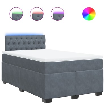 vidaXL Κρεβάτι Boxspring με Στρώμα Σκούρο Γκρι 120x200 εκ. Βελούδινο