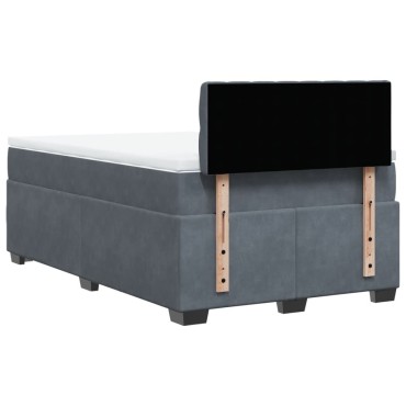 vidaXL Κρεβάτι Boxspring με Στρώμα Σκούρο Γκρι 120x200 εκ. Βελούδινο