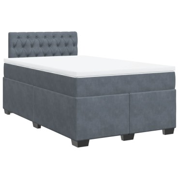 vidaXL Κρεβάτι Boxspring με Στρώμα Σκούρο Γκρι 120x200 εκ. Βελούδινο